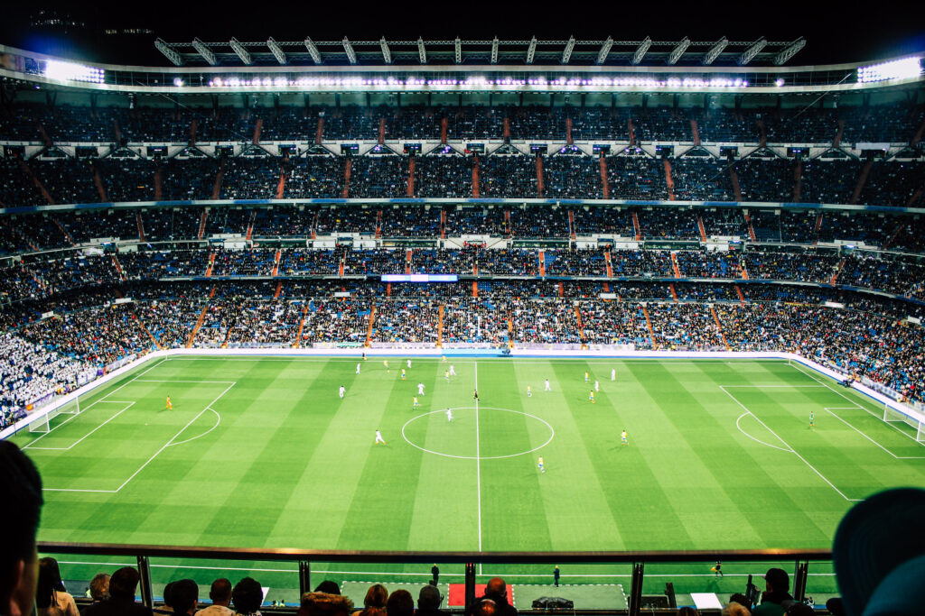 Football stadium at night